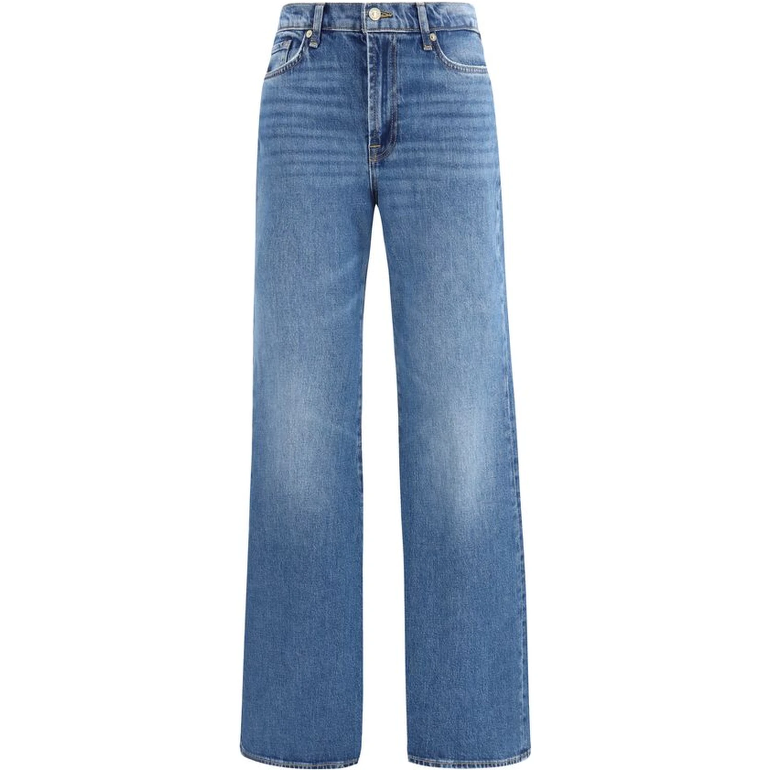 Blue Cotton Flared Jeans