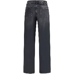 Black Cotton Straight-Leg Jeans