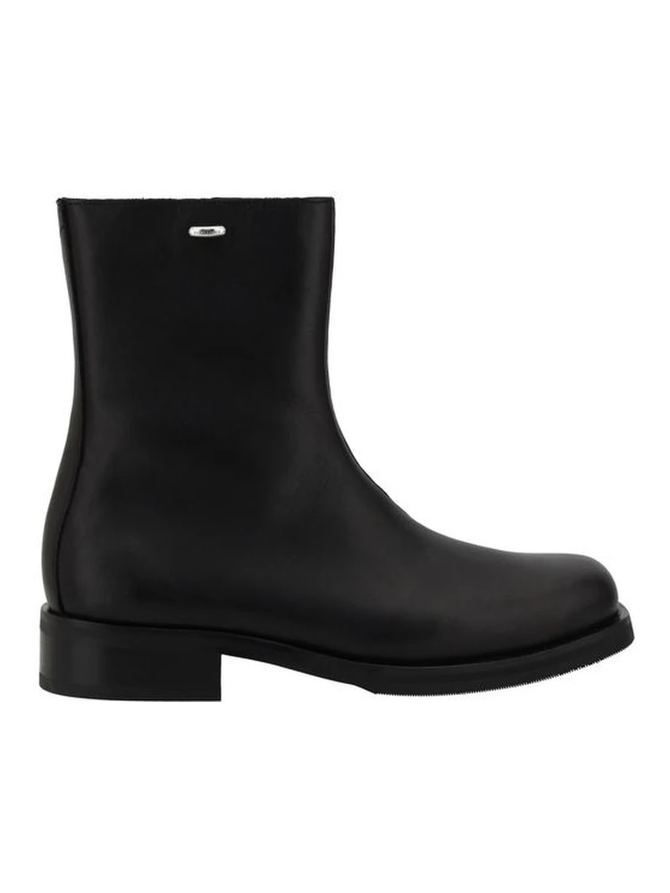 Black Calf Leather Bos Taurus Ankle Boots