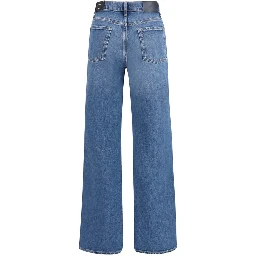 Blue Cotton Flared Jeans