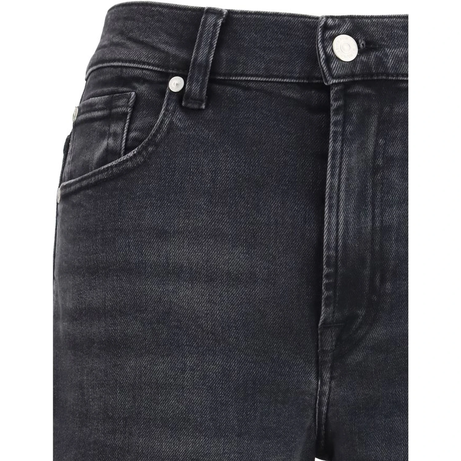 Black Cotton Straight-Leg Jeans
