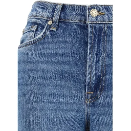 Blue Cotton Flared Jeans