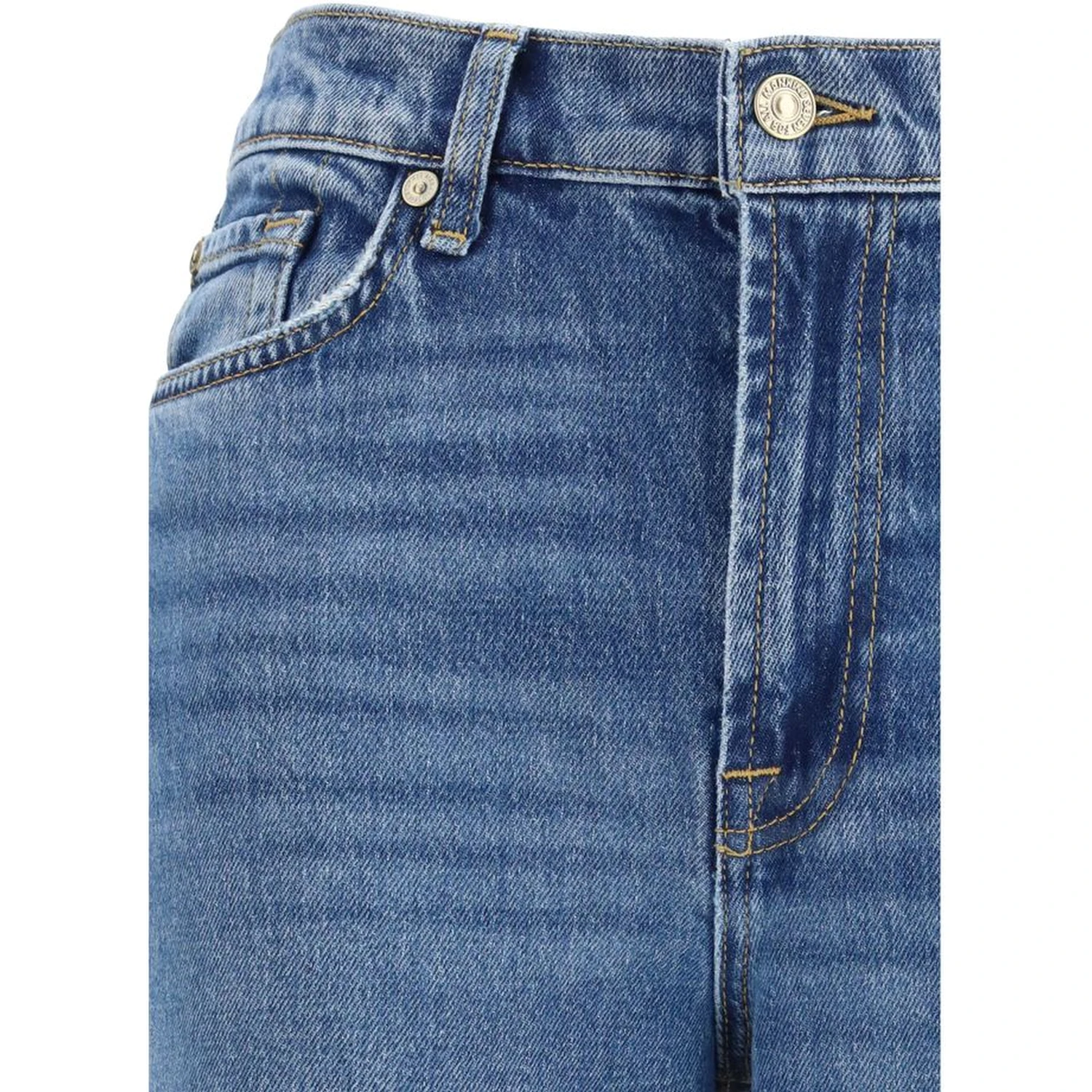 Blue Cotton Flared Jeans