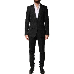 Black Brocade Single Breasted 2 Piece Suit