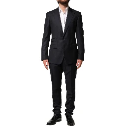Black Wool Single Breasted Men 2 Piece Suit
