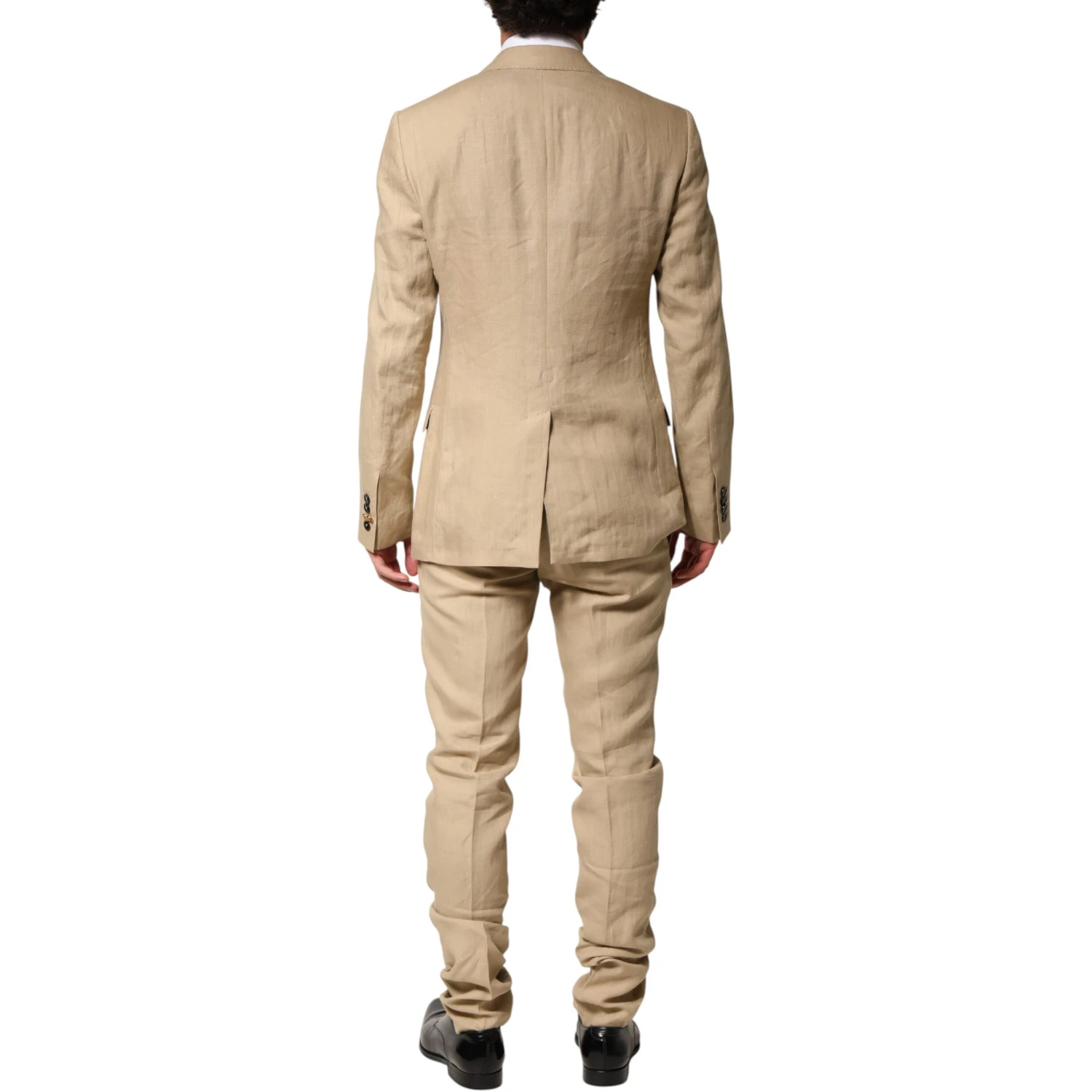 Beige Linen Single Breasted 2 Piece Suit