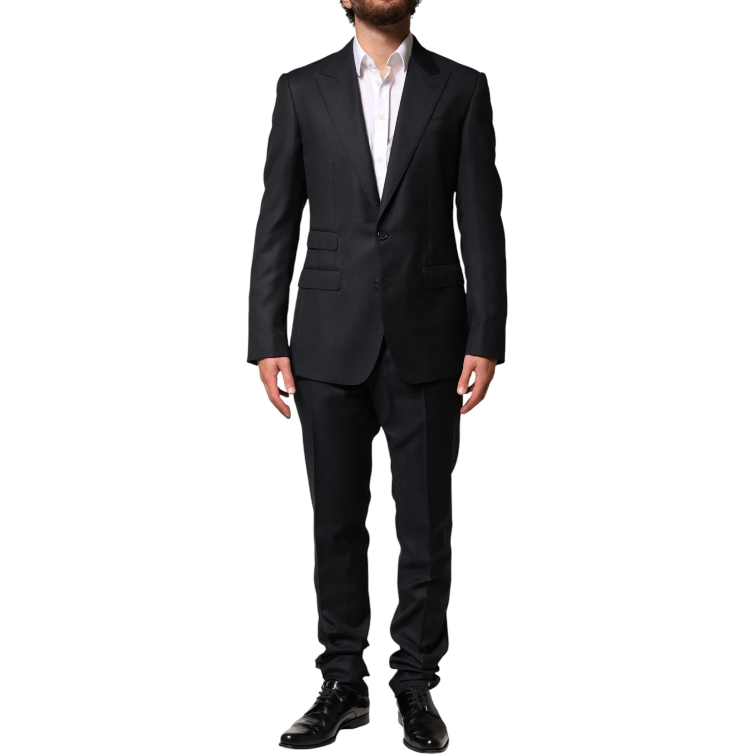 Black Wool Single Breasted Men 2 Piece Suit