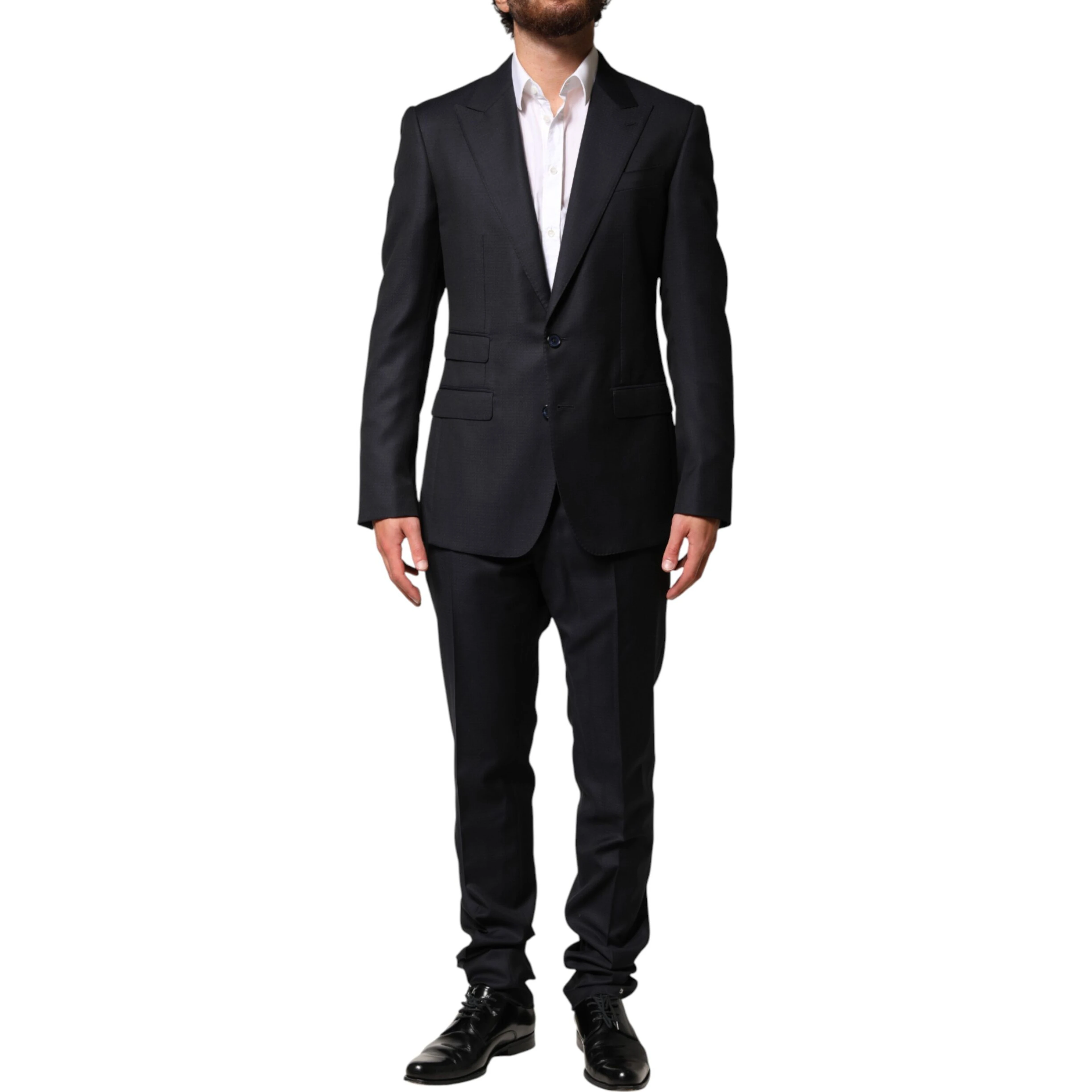 Black Wool Single Breasted Men 2 Piece Suit