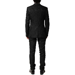 Black Brocade Single Breasted 2 Piece Suit