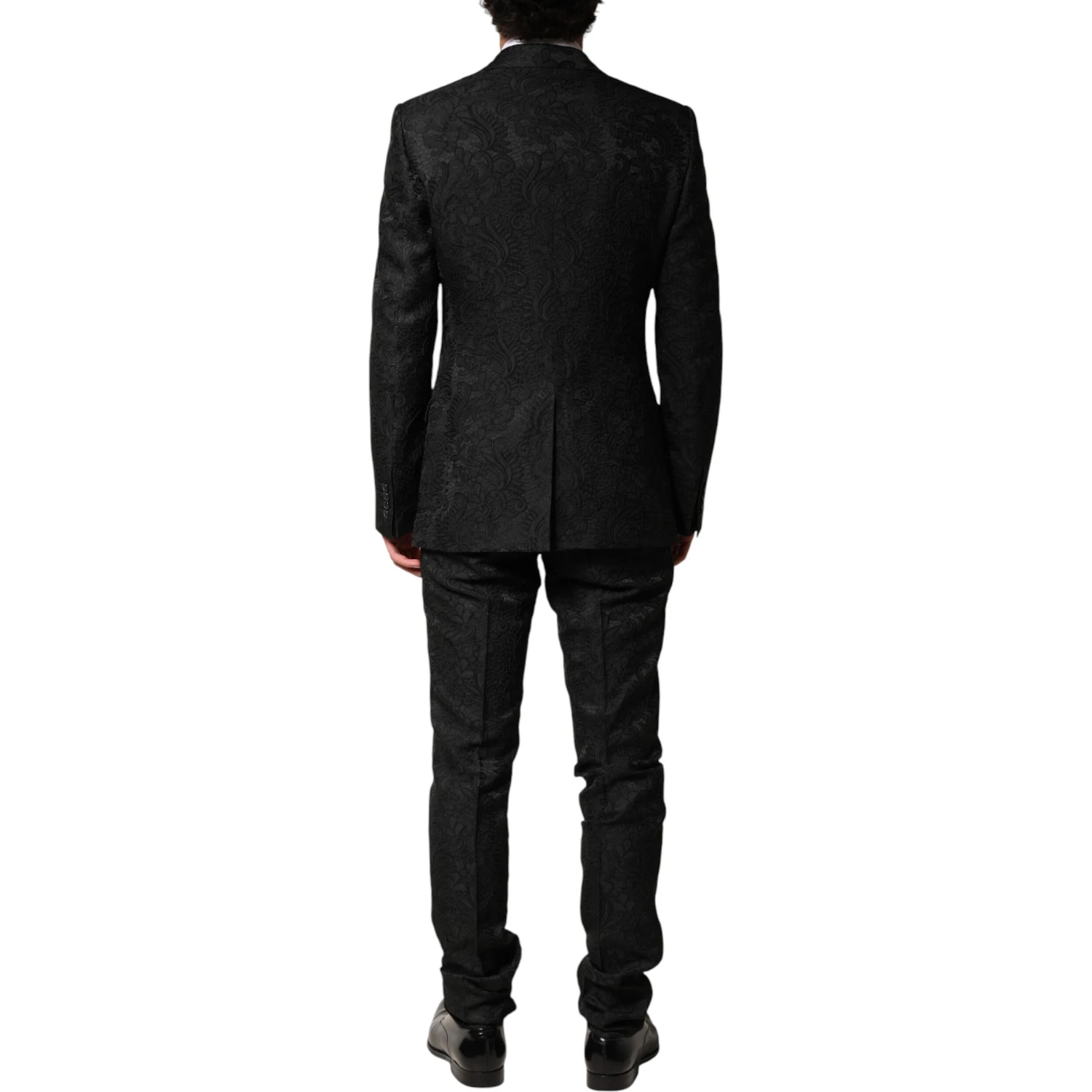 Black Brocade Single Breasted 2 Piece Suit
