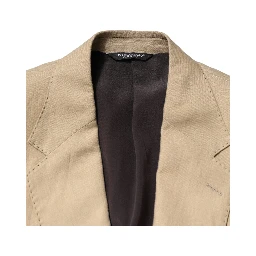 Beige Linen Single Breasted 2 Piece Suit