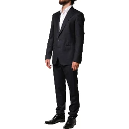 Black Wool Single Breasted Men 2 Piece Suit