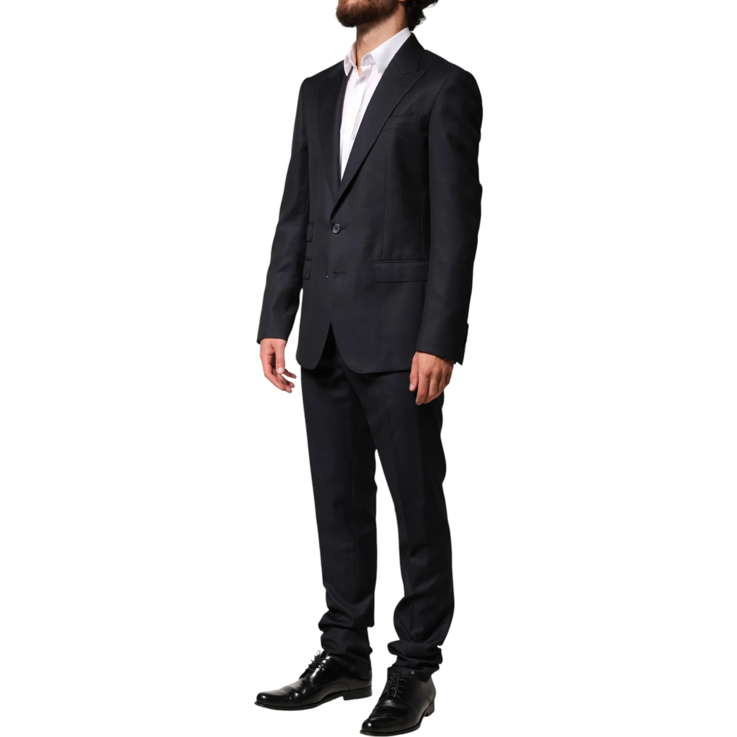 Black Wool Single Breasted Men 2 Piece Suit