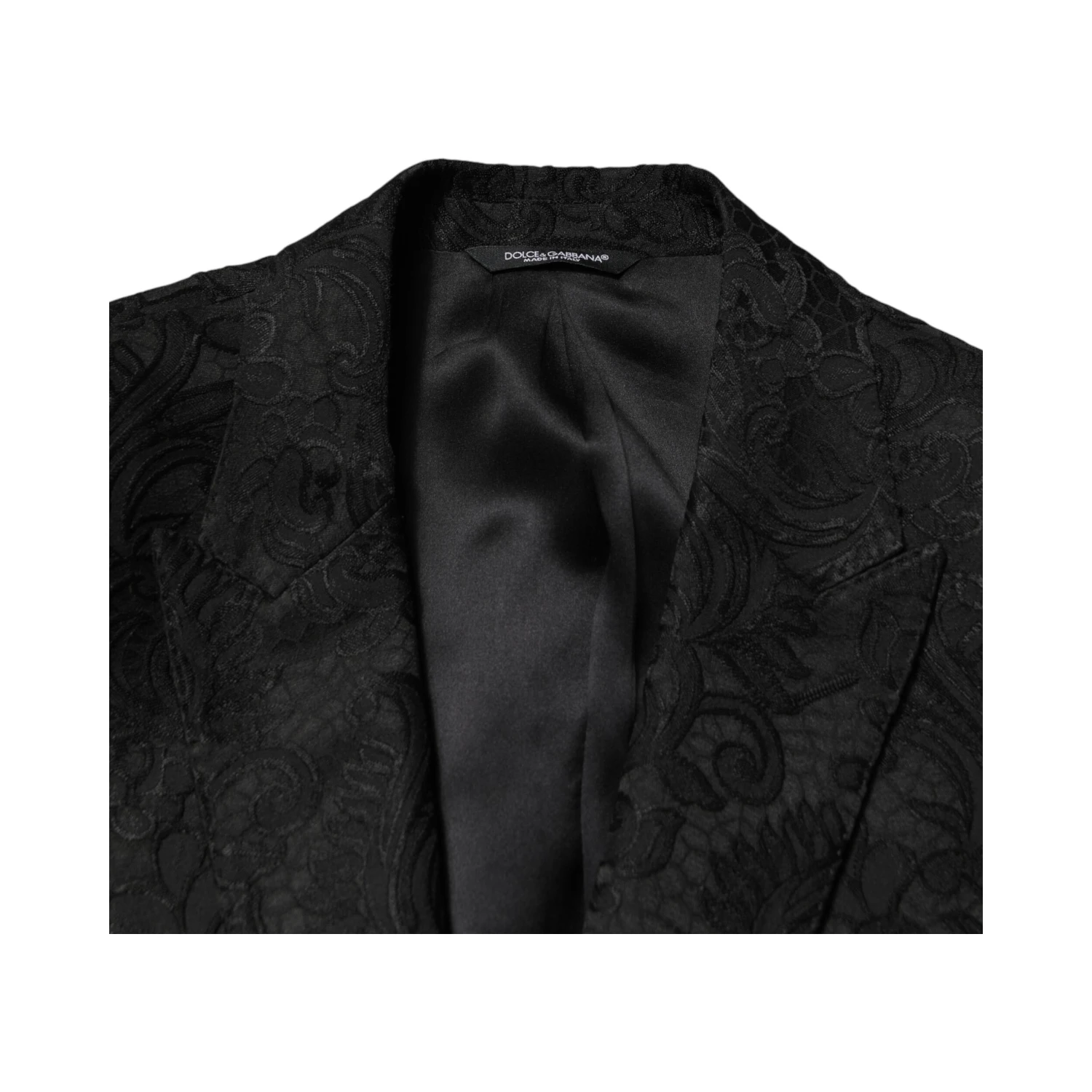 Black Brocade Single Breasted 2 Piece Suit