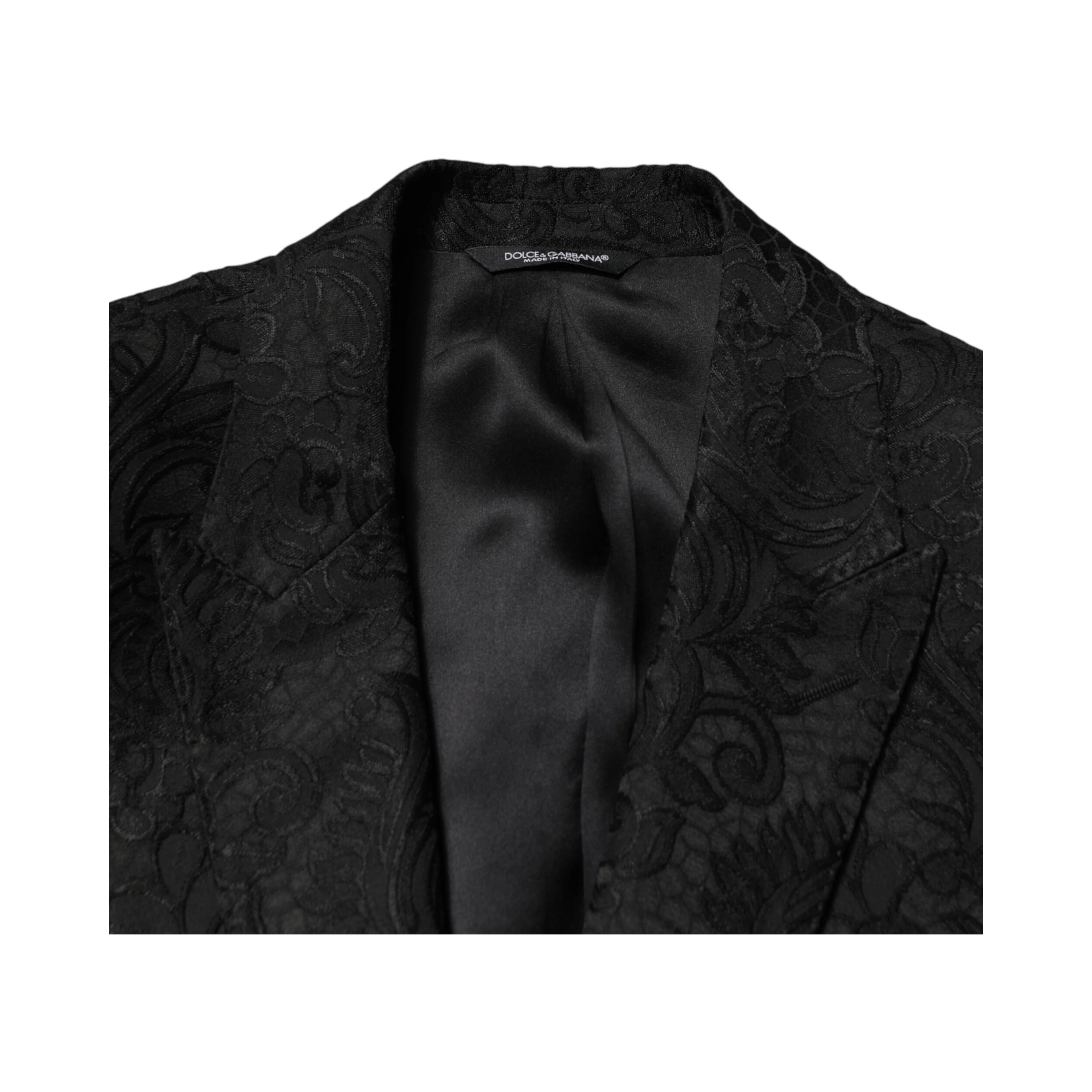 Black Brocade Single Breasted 2 Piece Suit