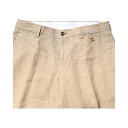 Beige Linen Single Breasted 2 Piece Suit