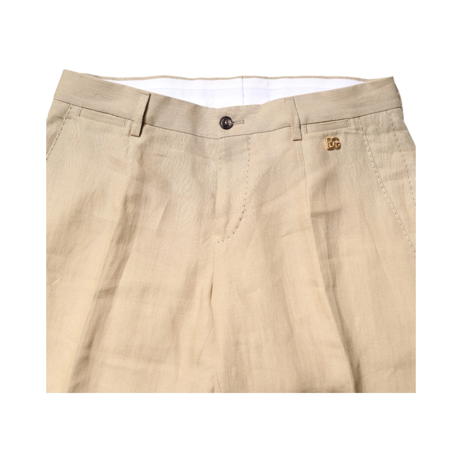 Beige Linen Single Breasted 2 Piece Suit