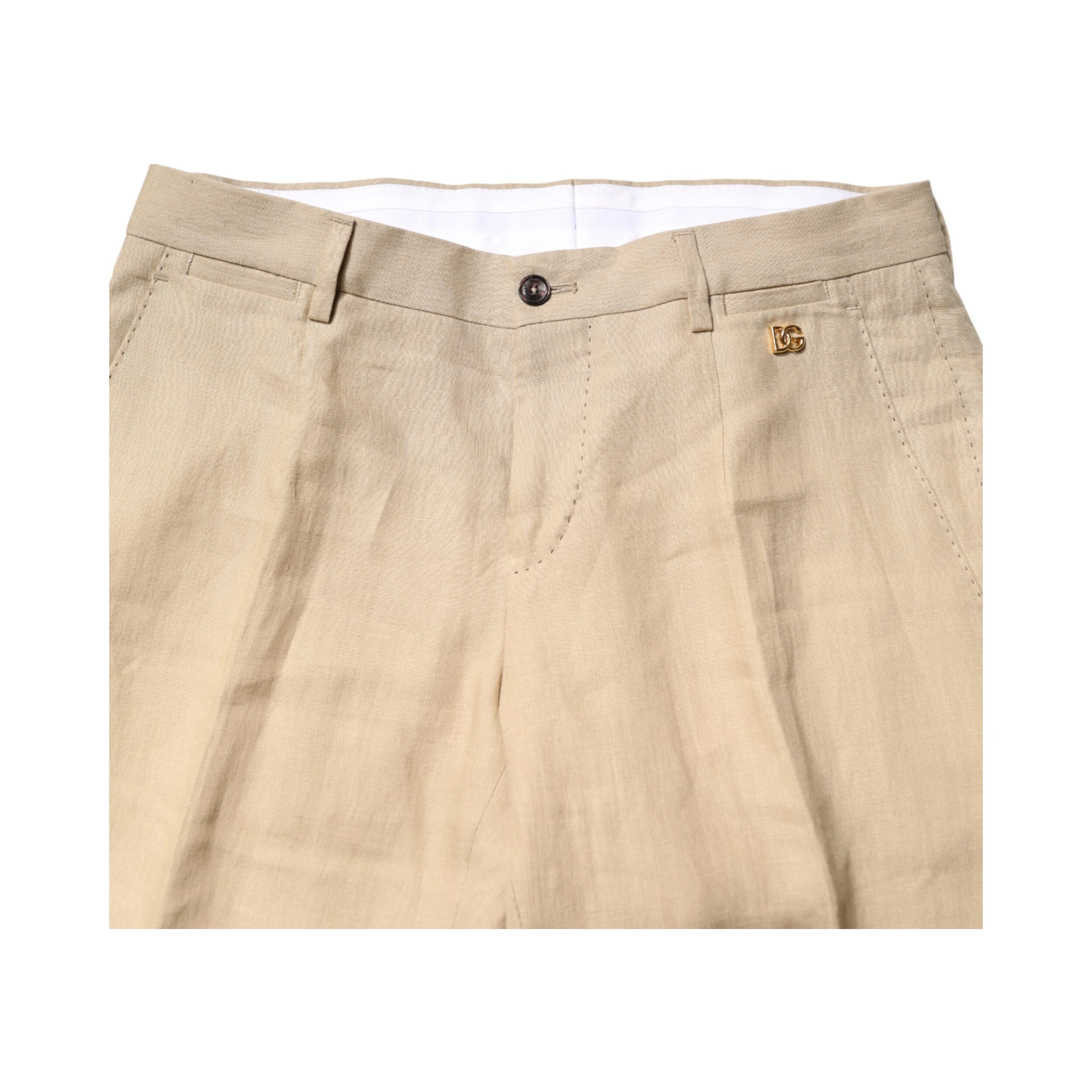 Beige Linen Single Breasted 2 Piece Suit