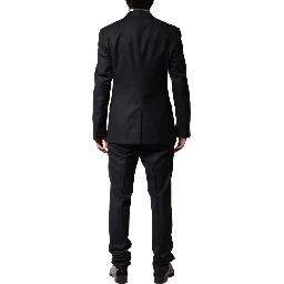 Black Wool Single Breasted Men 2 Piece Suit