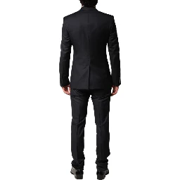Black Wool Single Breasted 3 Piece Men Suit