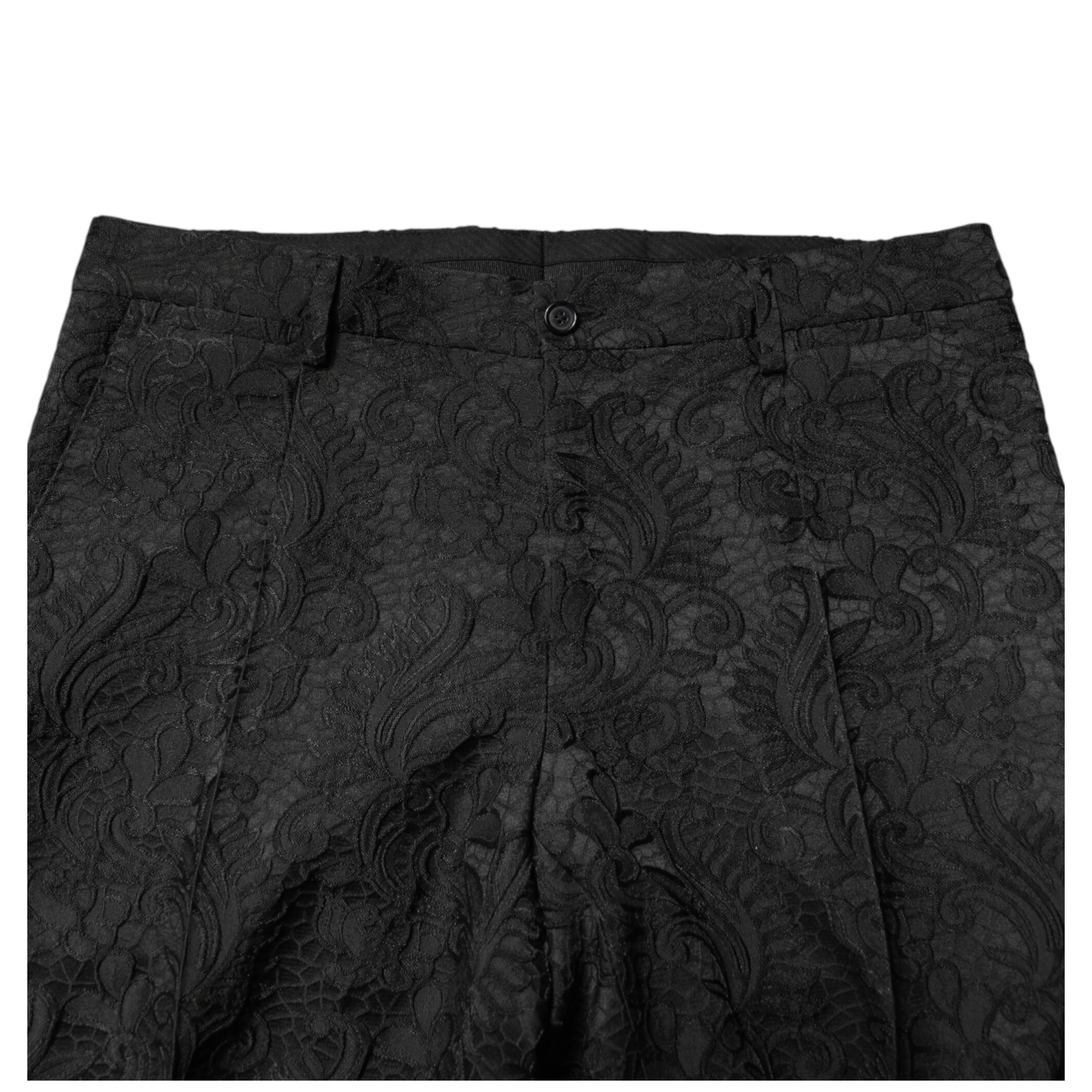 Black Brocade Single Breasted 2 Piece Suit