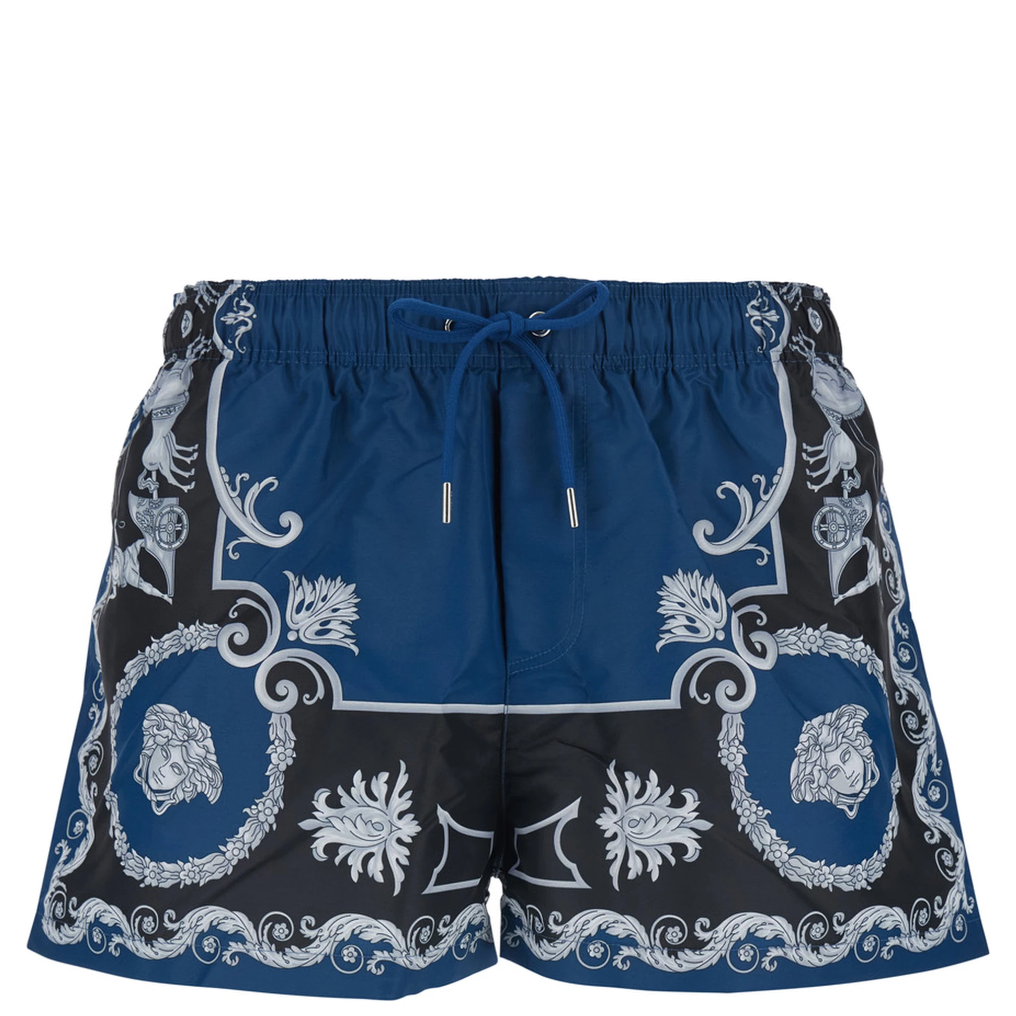 Blue Swimsuit with All-Over Geometric Print in Tech Fabric Man