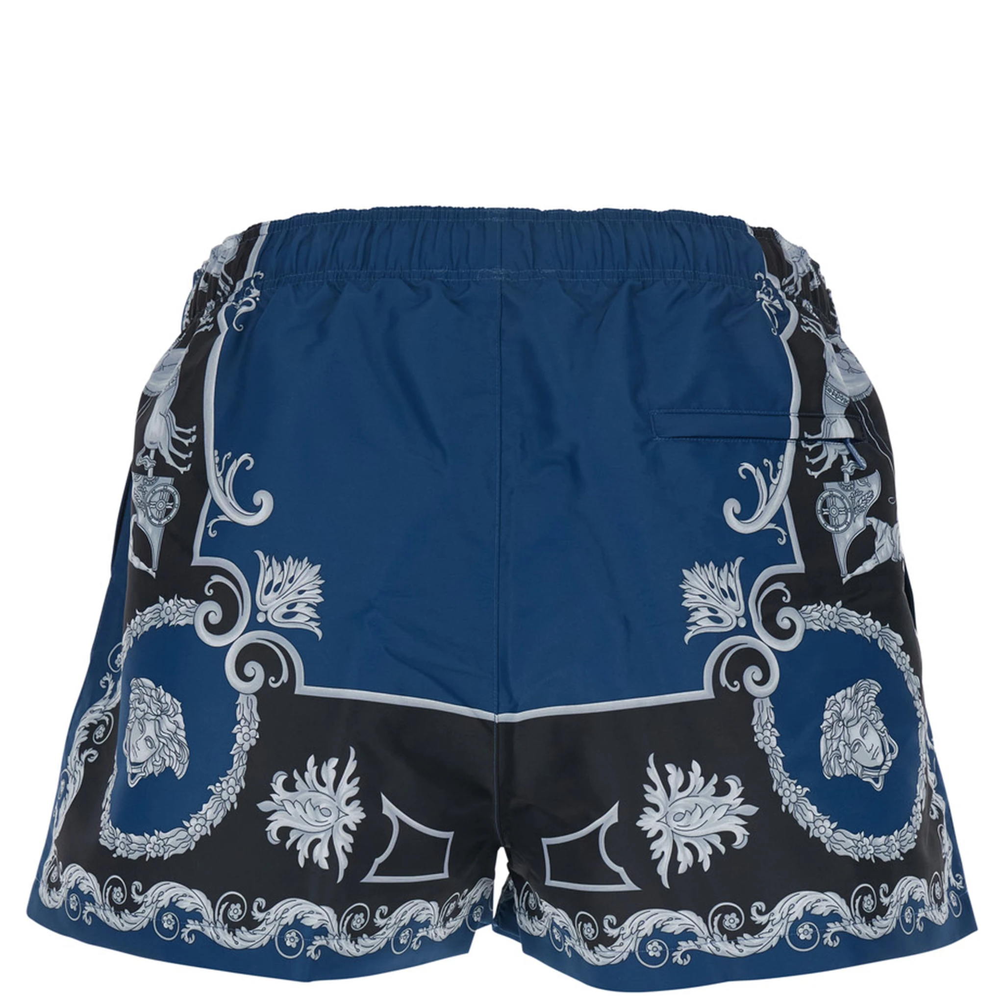 Blue Swimsuit with All-Over Geometric Print in Tech Fabric Man