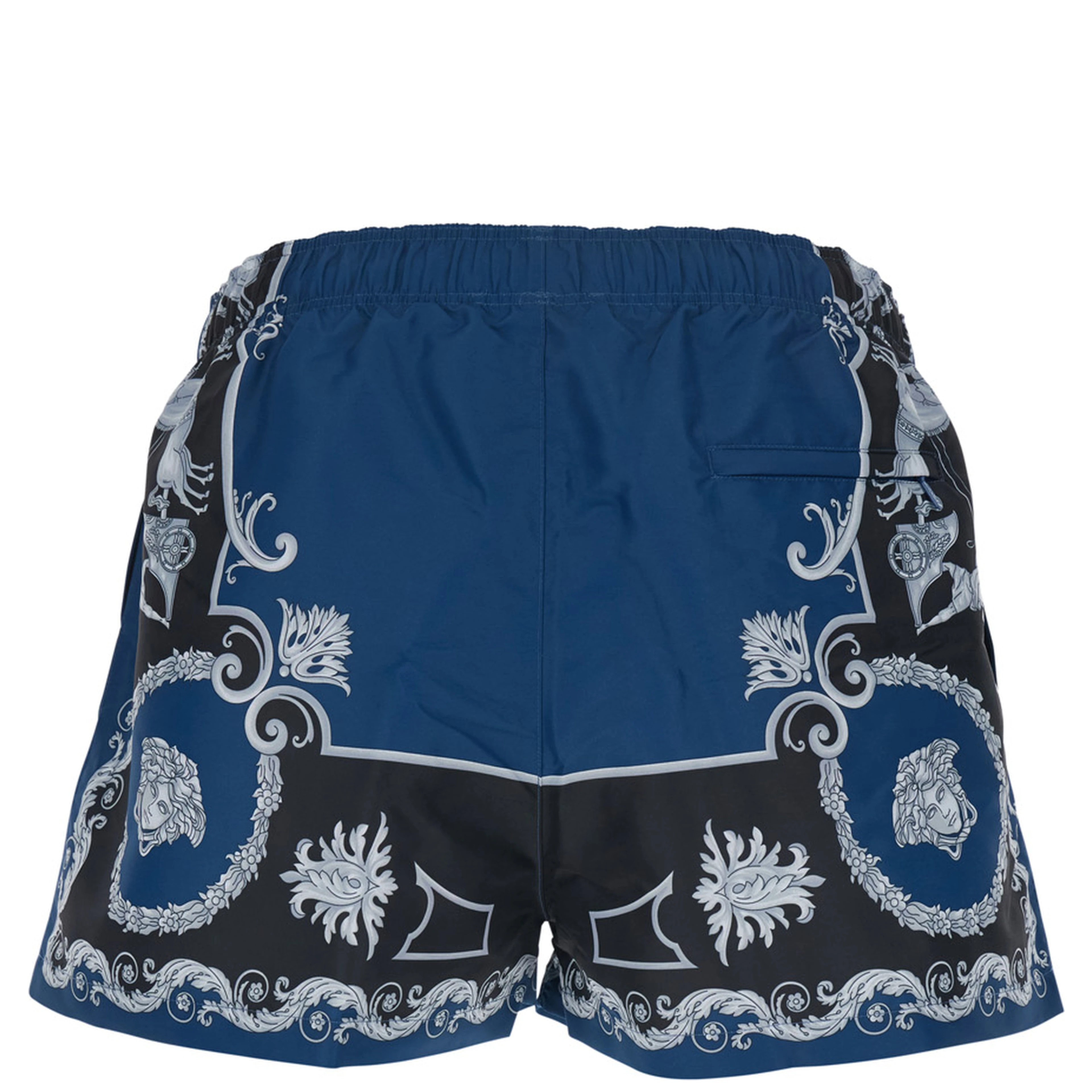 Blue Swimsuit with All-Over Geometric Print in Tech Fabric Man
