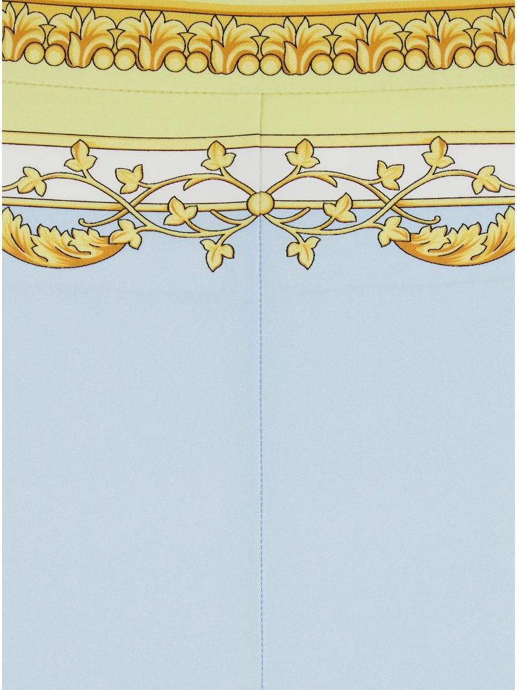 Blue Leggings with All-Over Geometric Print in Stretch Fabric Woman alternative