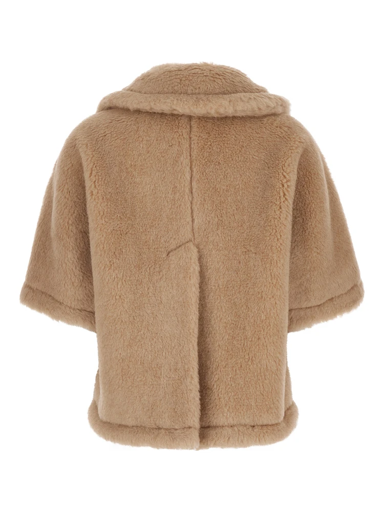 Corvino Beige Cape with Classic Lapels and Short Sleeves in Fur Woman alternative