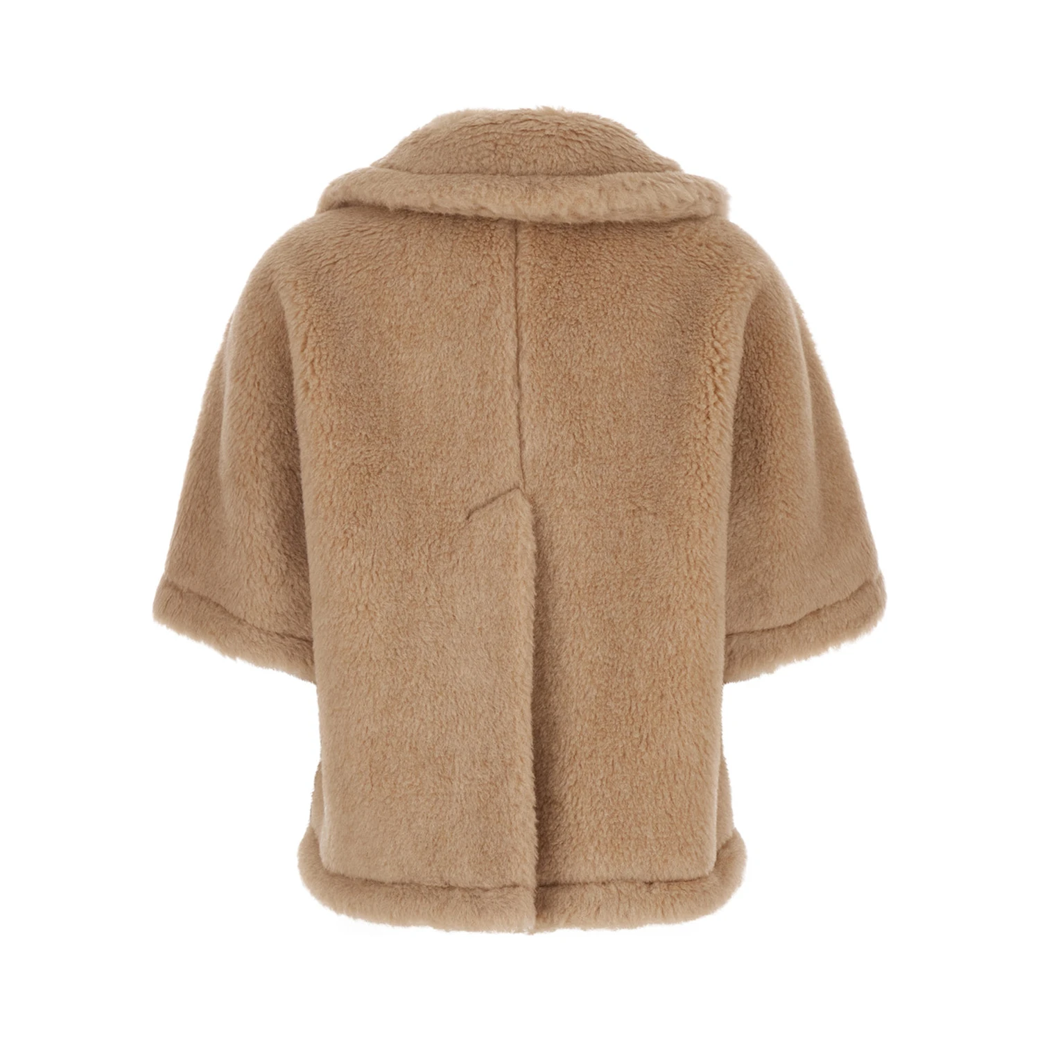 Corvino Beige Cape with Classic Lapels and Short Sleeves in Fur Woman
