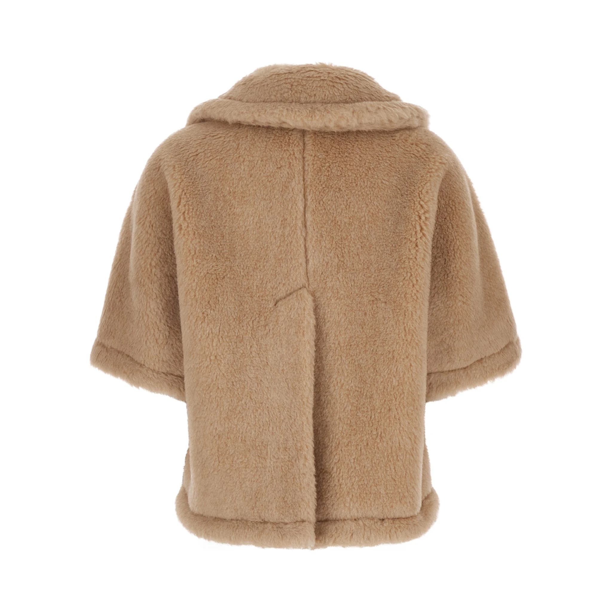 Corvino Beige Cape with Classic Lapels and Short Sleeves in Fur Woman