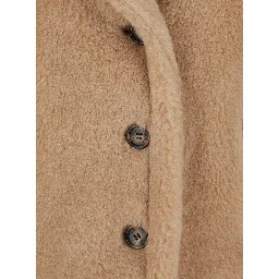 Corvino Beige Cape with Classic Lapels and Short Sleeves in Fur Woman
