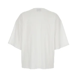 White Crew Neck T-Shirt with Dropped Shoulder and Boxy Design in Cotton Woman