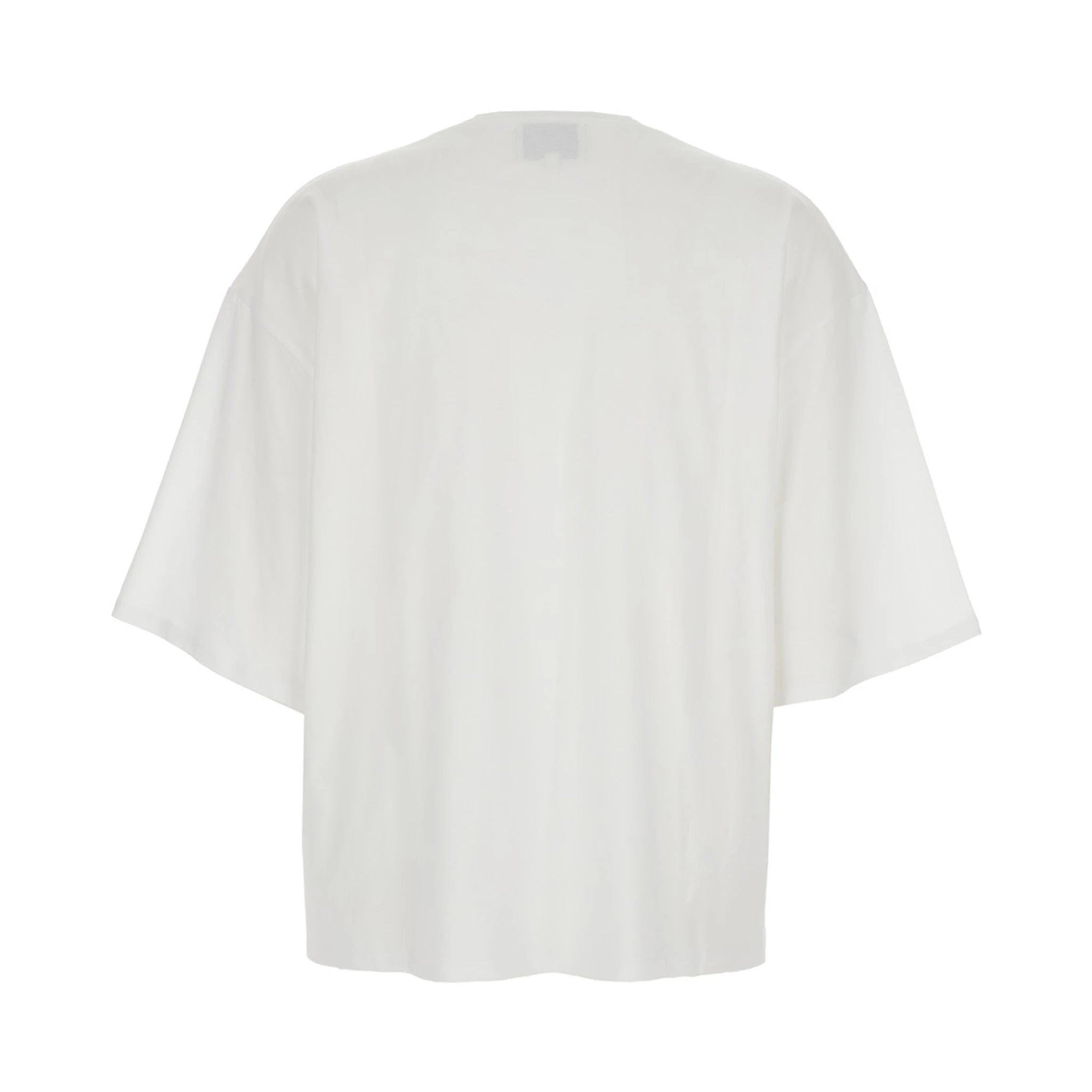 White Crew Neck T-Shirt with Dropped Shoulder and Boxy Design in Cotton Woman