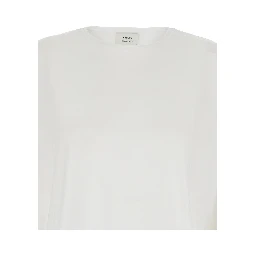 White Crew Neck T-Shirt with Dropped Shoulder and Boxy Design in Cotton Woman