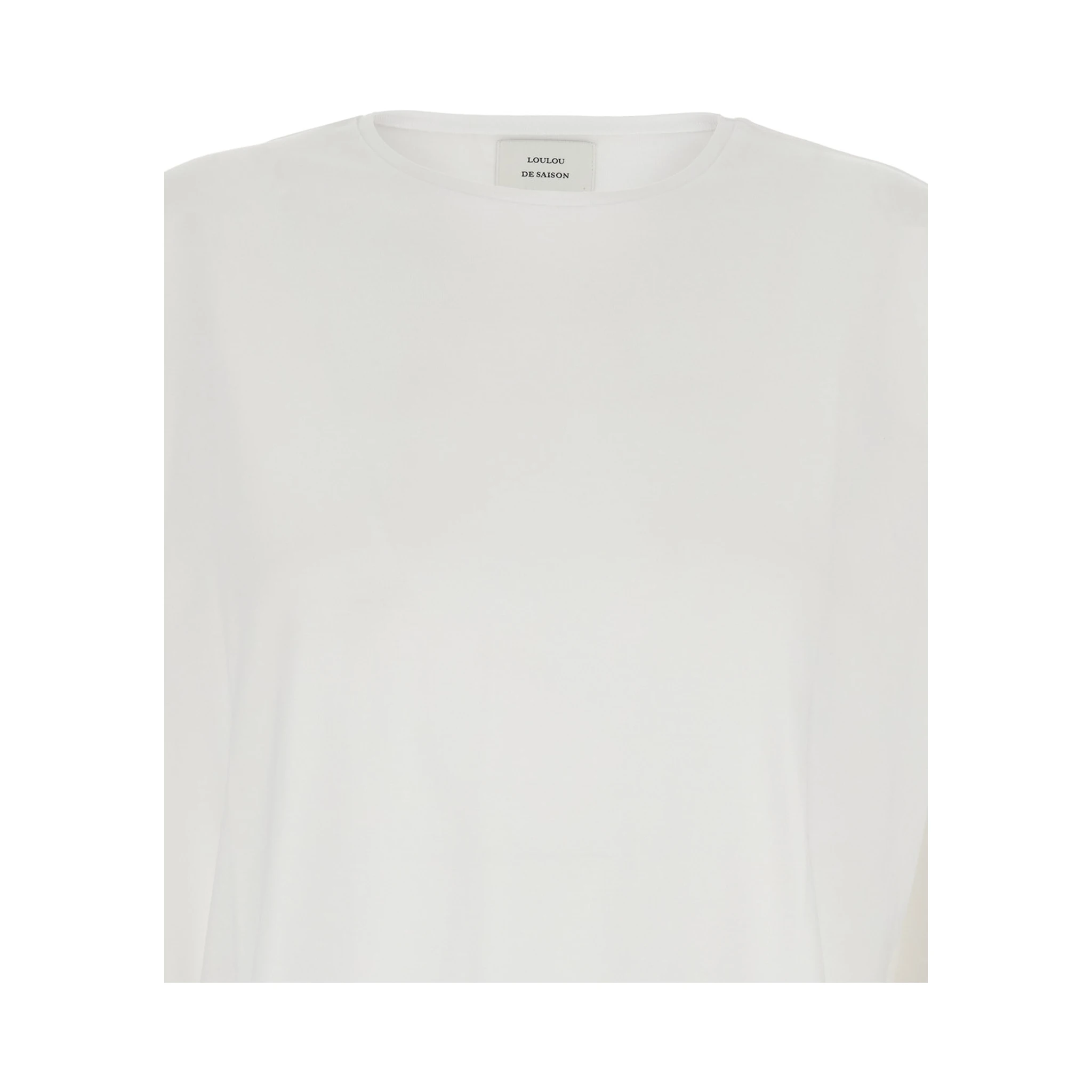 White Crew Neck T-Shirt with Dropped Shoulder and Boxy Design in Cotton Woman