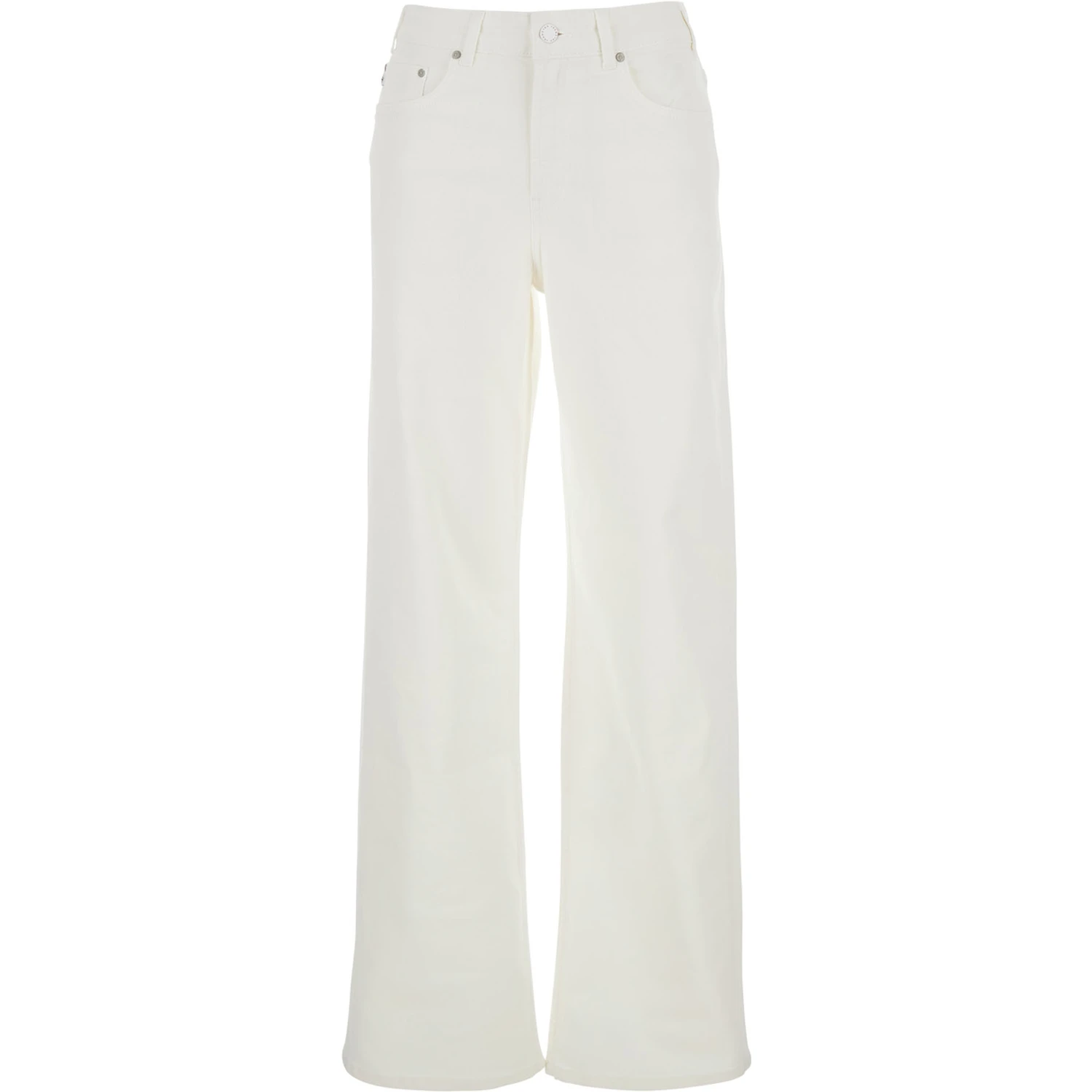 White Jeans with Belt Loops and Logo Patch on the Rear in Denim Woman
