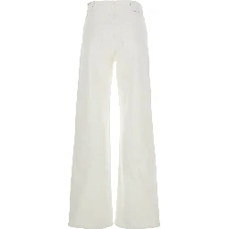 White Jeans with Belt Loops and Logo Patch on the Rear in Denim Woman