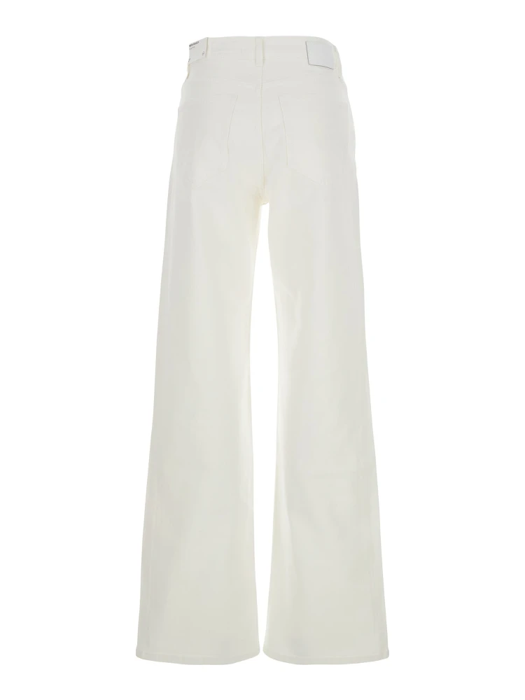 White Jeans with Belt Loops and Logo Patch on the Rear in Denim Woman alternative