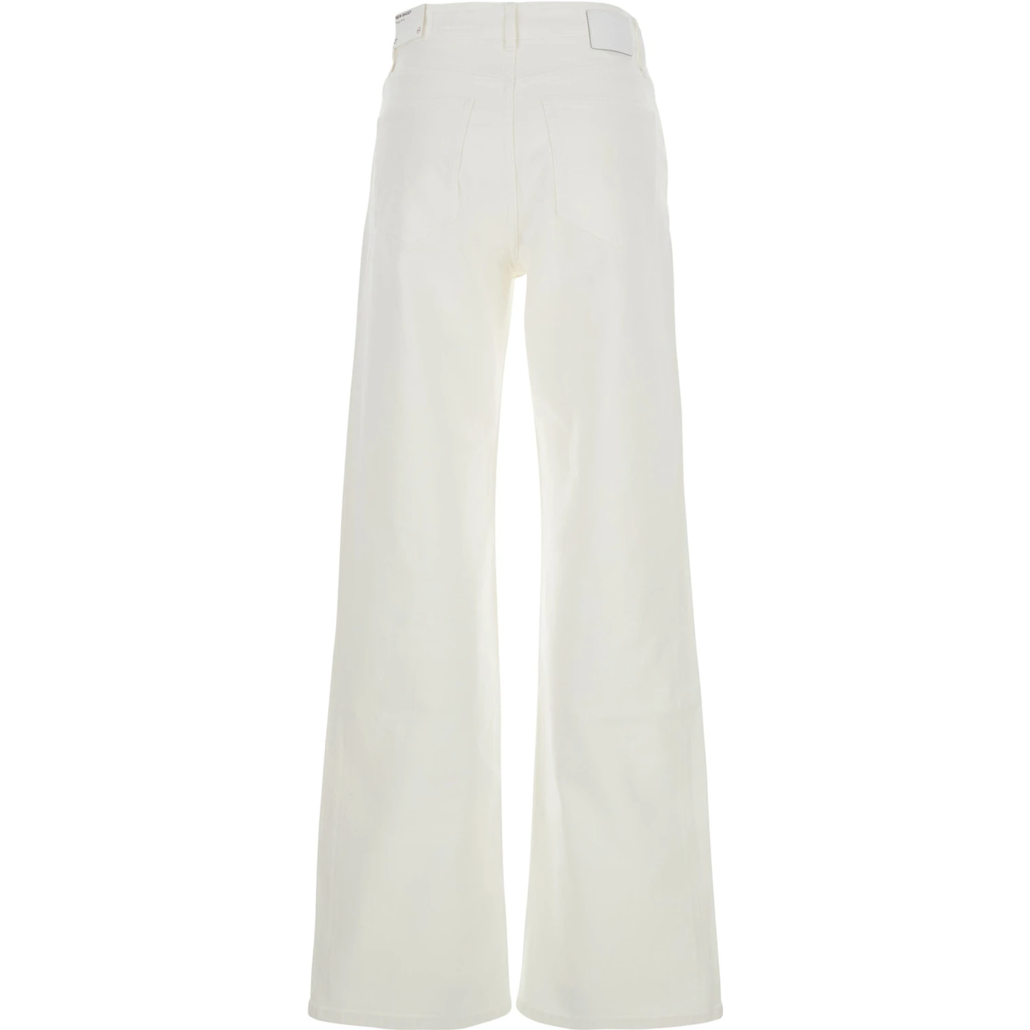 White Jeans with Belt Loops and Logo Patch on the Rear in Denim Woman