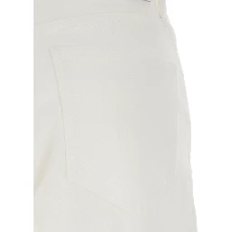 White Jeans with Belt Loops and Logo Patch on the Rear in Denim Woman