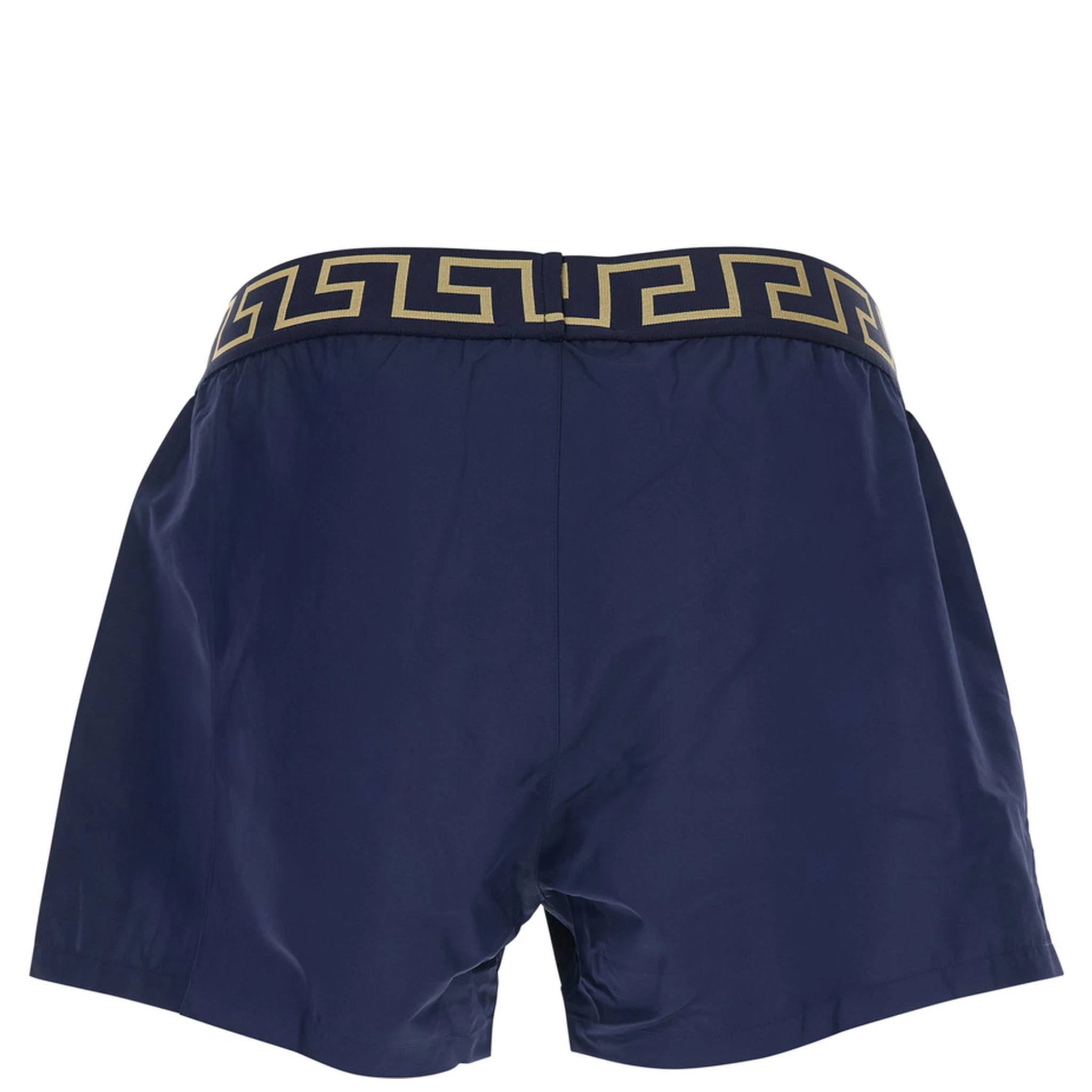 Blue Swimsuit Shorts with Greca Detail in Tech Fabric Man