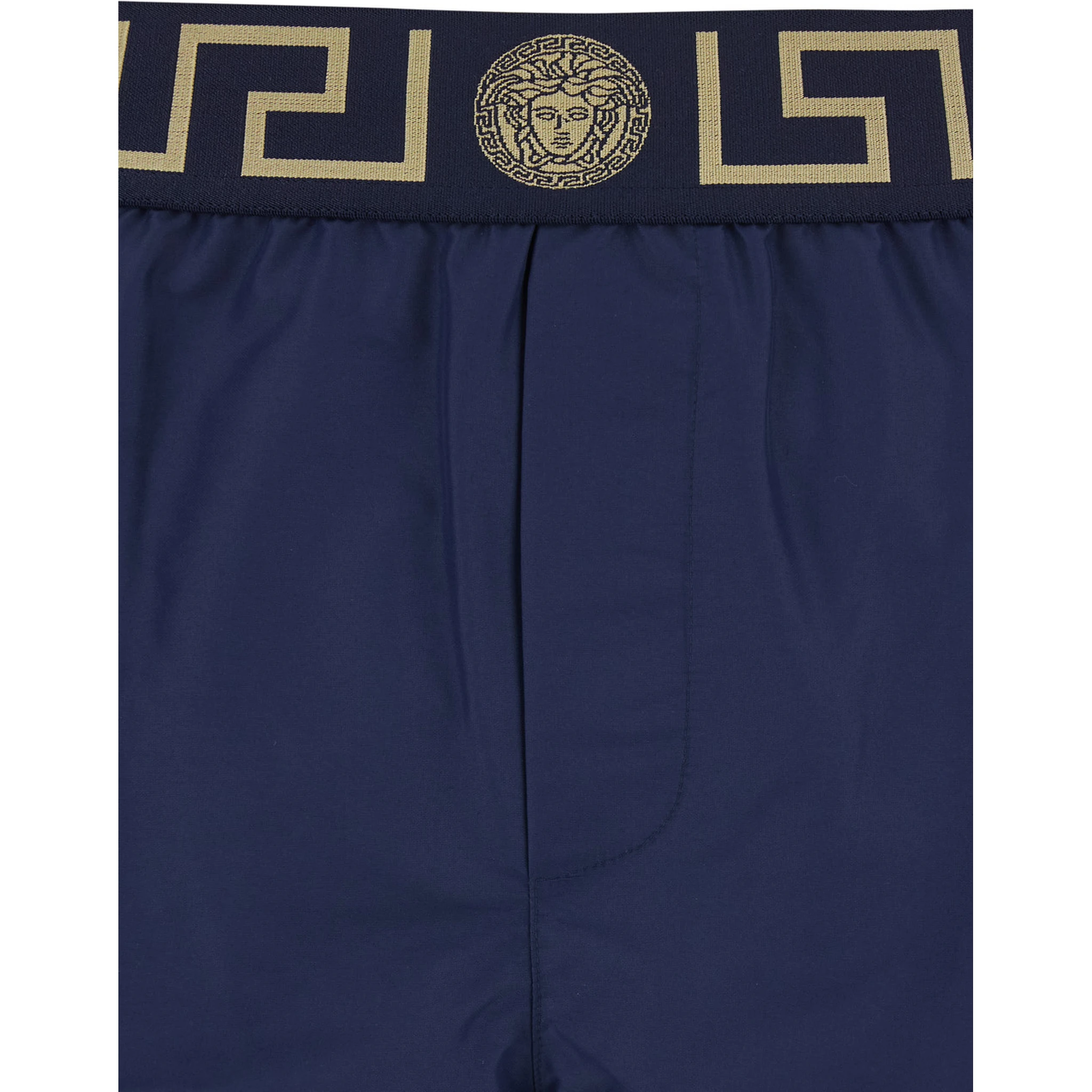 Blue Swimsuit Shorts with Greca Detail in Tech Fabric Man