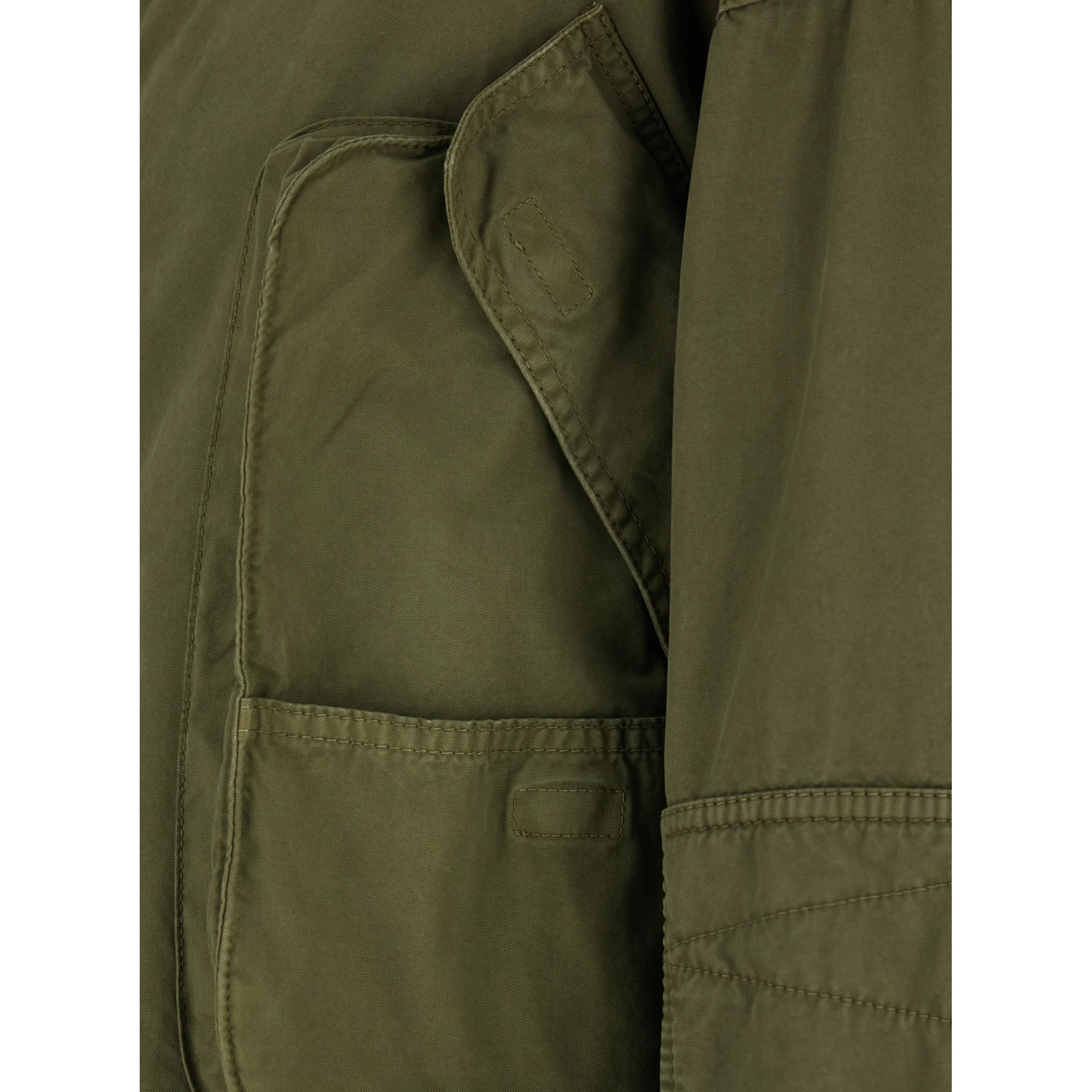 Green Jacket with High Neck and Logo Patch on the Rear in Cotton Woman
