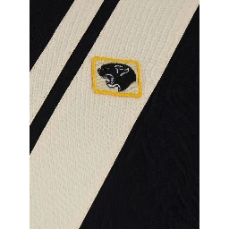 Black Polo Shirt with V Print on the Front and Applied Patch on the Chest in Cotton Man