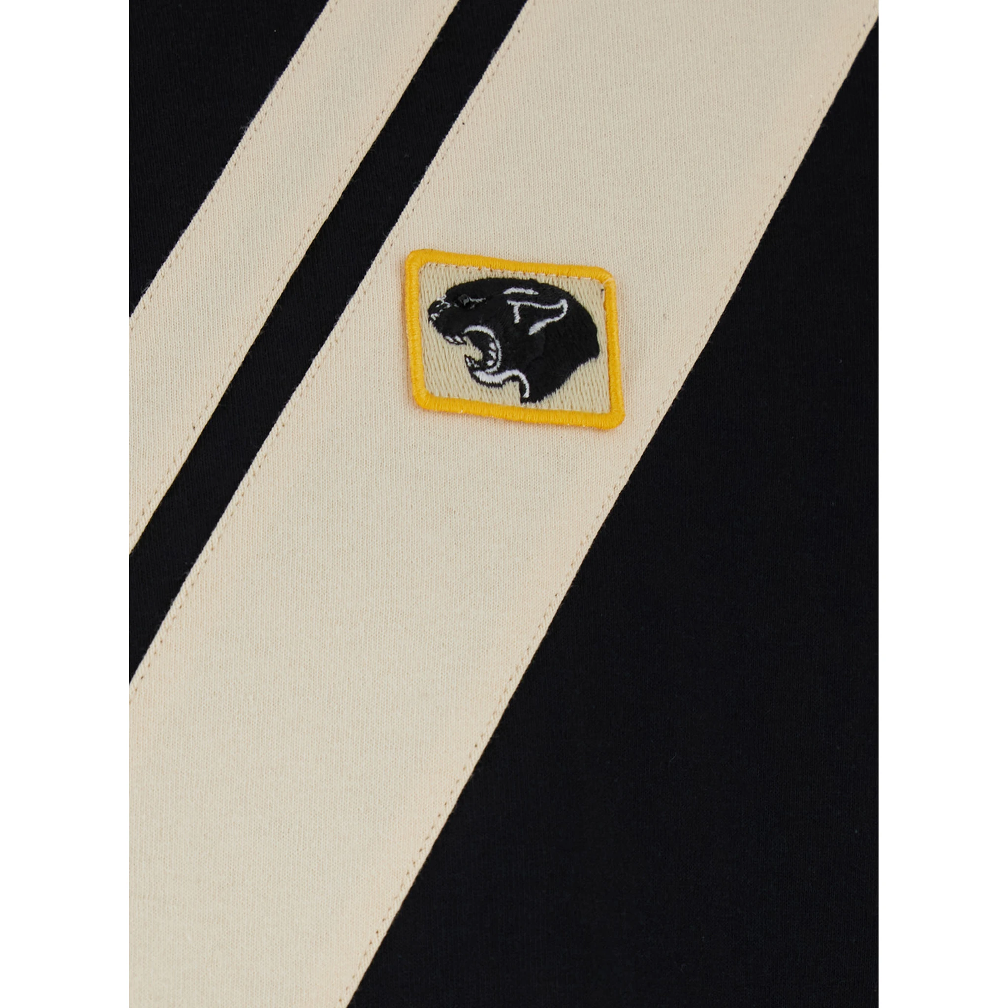 Black Polo Shirt with V Print on the Front and Applied Patch on the Chest in Cotton Man