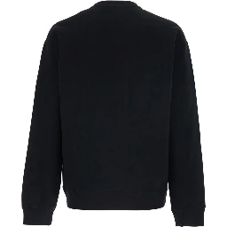 Black Crewneck Sweatshirt with Logo Print on the Front and Dropped Shoulders in Cotton Man