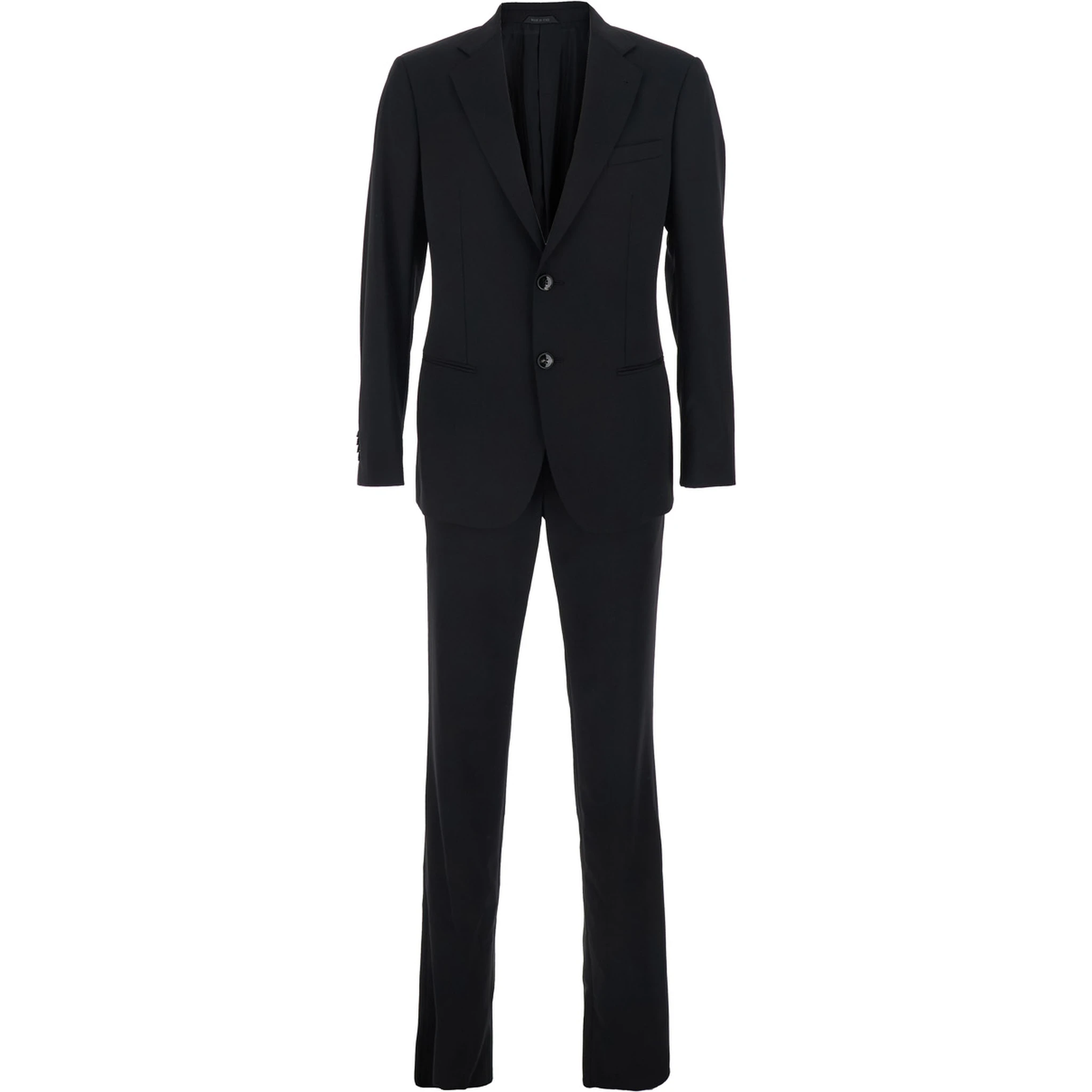 Black Single-Breasted Suit with Classic Lapels in Wool Man