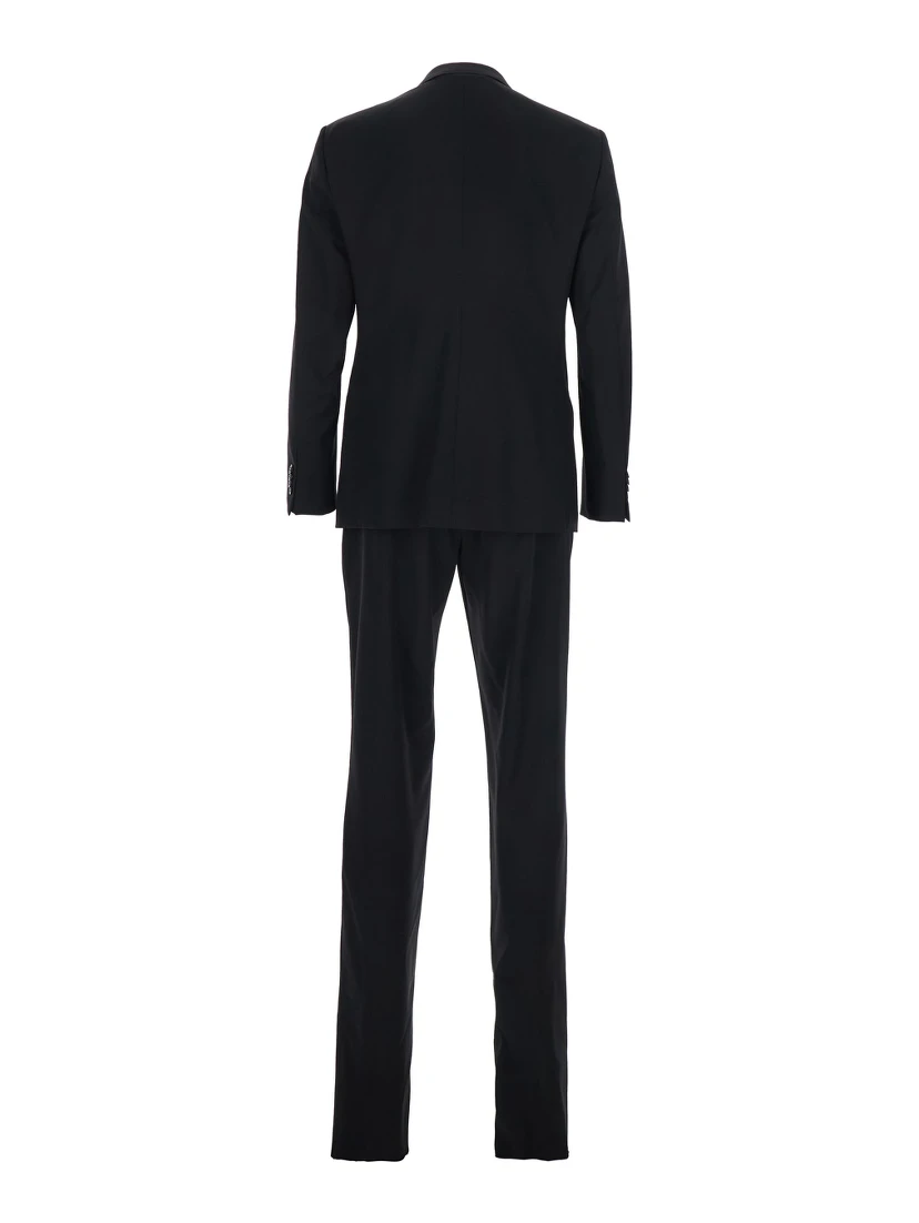 Black Single-Breasted Suit with Classic Lapels in Wool Man
